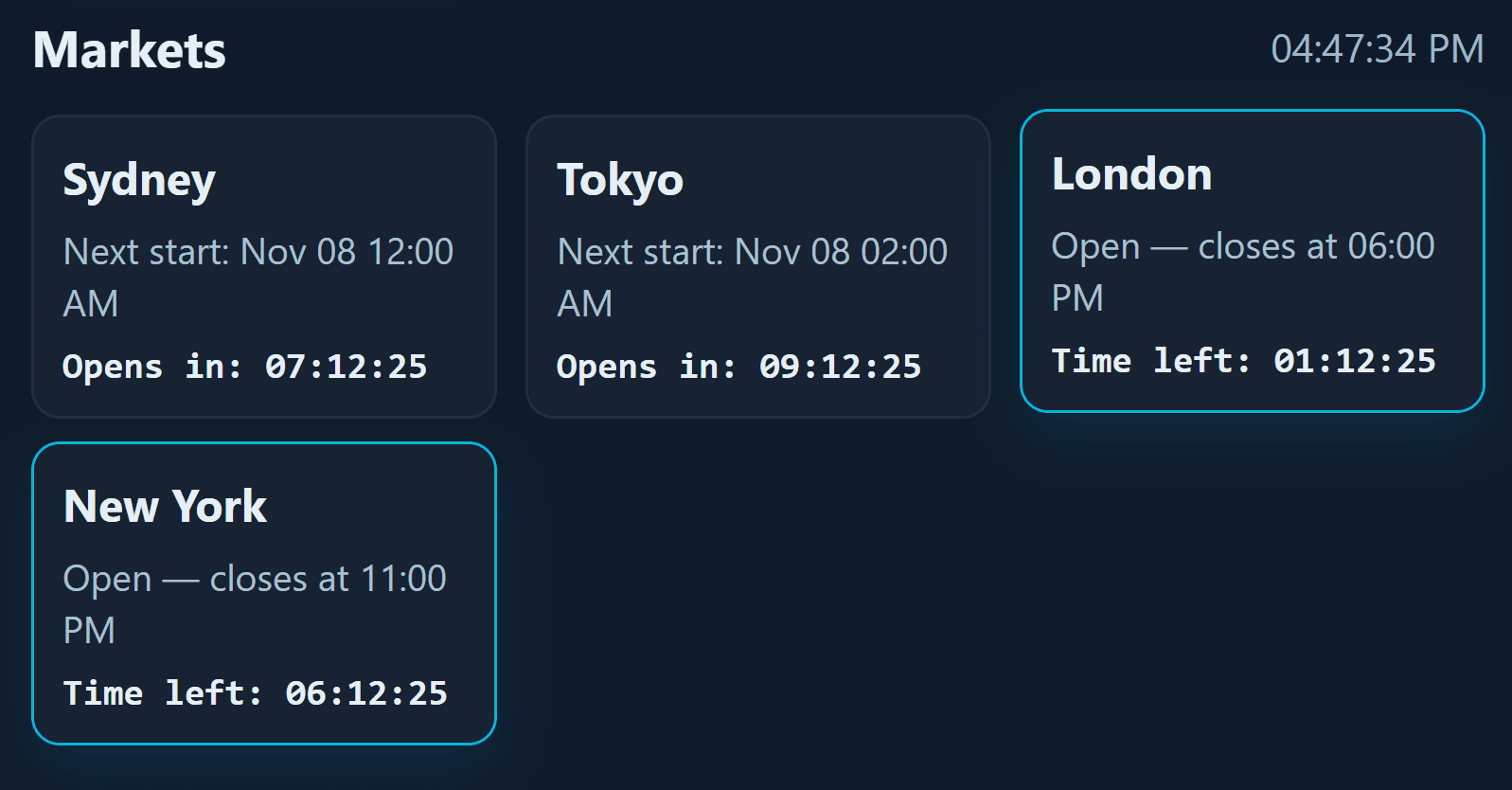 market opening timer
