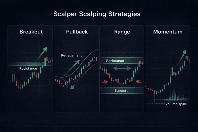 crypto-scalping-strategies-overview-4-panels