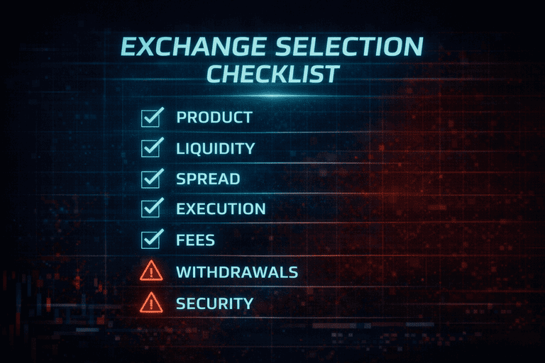 Checklist for choosing a crypto exchange based on liquidity execution fees and withdrawals