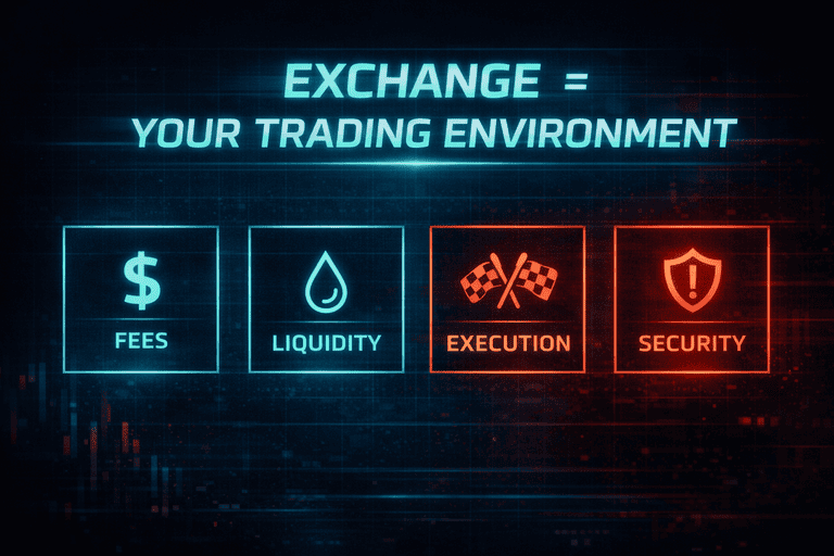 Crypto exchanges guide showing fees liquidity execution and security checklist
