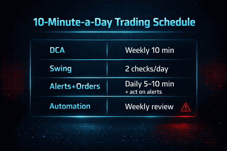 Simple monitoring schedule for trading crypto without watching charts all day