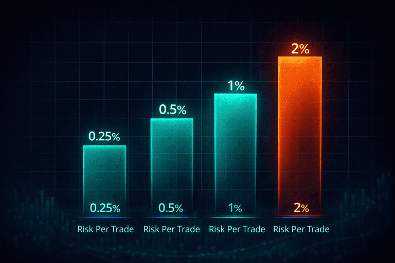 Visual chart comparing conservative and aggressive risk percentages per trade