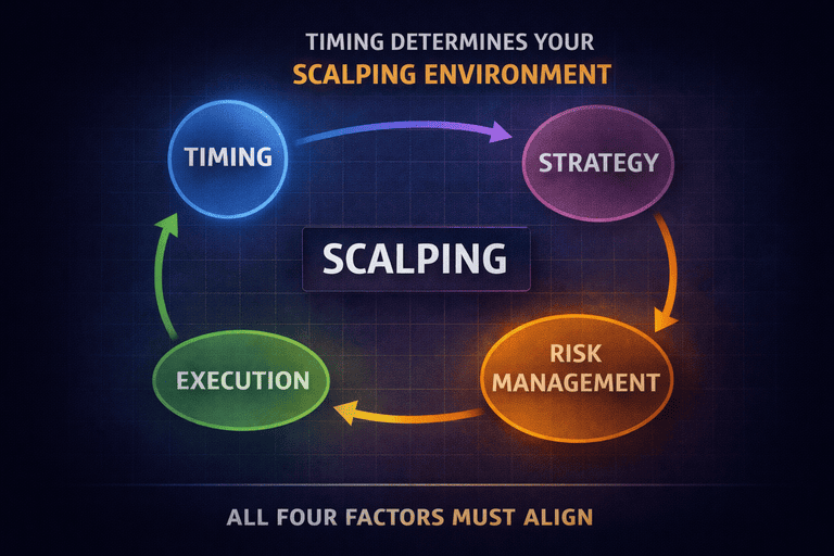 Diagram explaining relationship between timing, strategy, risk management and execution