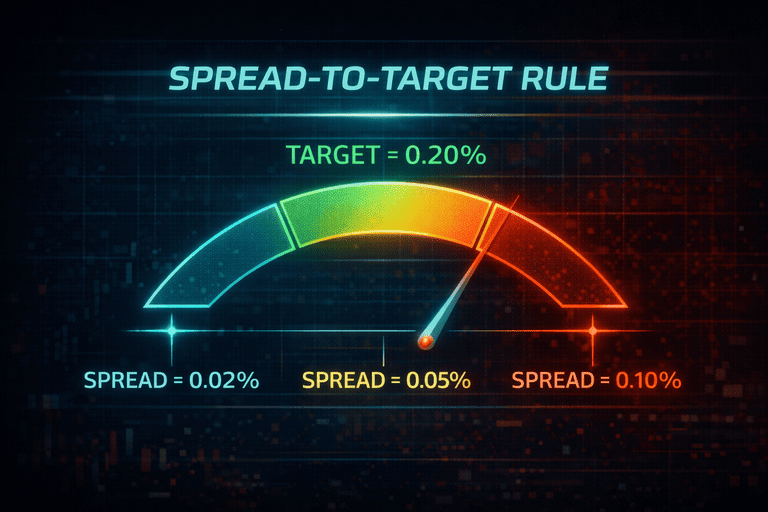 Rule of thumb comparing spread percentage to scalping profit target