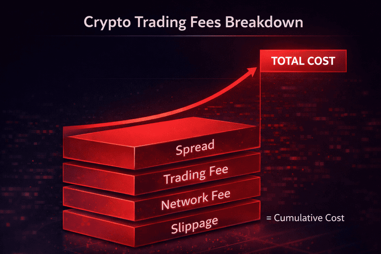 crypto trading fee breakdown showing cumulative cost impact