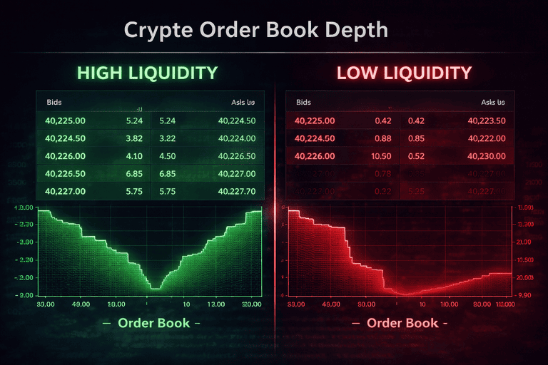 crypto order book showing liquidity impact on execution