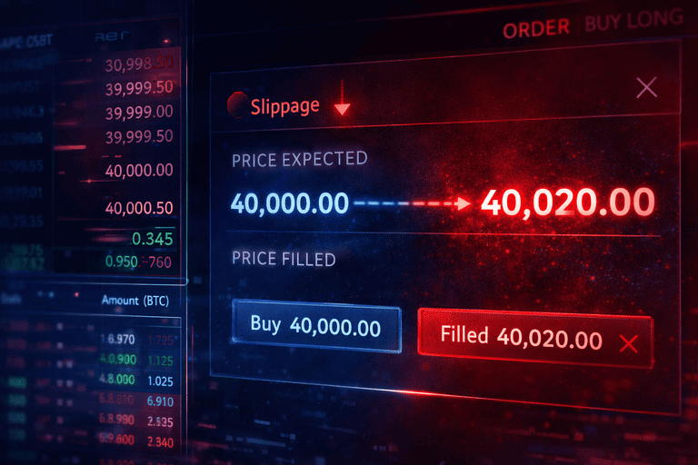 crypto slippage example showing execution price difference