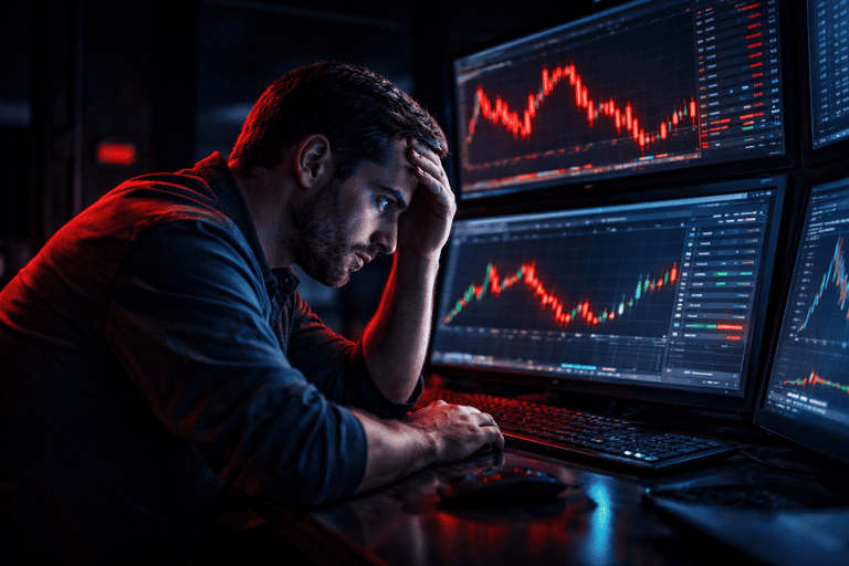 manual crypto scalping trader analyzing charts under pressure